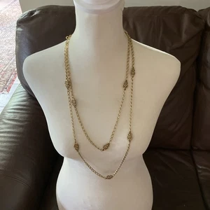 ACCESSOCRAFT NYC Vintage Runway goldfarbene Kette Glieder Halskette signiert lang 62 Zoll - Bild 1 von 4