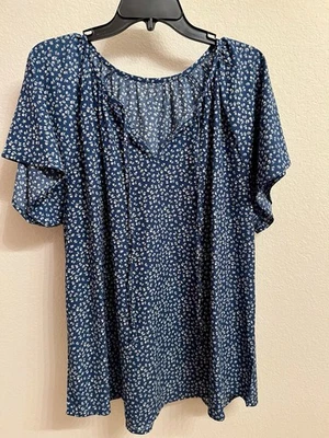 Blusa para mujer 2XL azul marino floral Foto 1 de 2