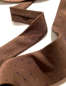 CHANEL VINTAGE CC COCO EMBLEM CIRCLES TIE WOVEN JACQUARD HIGH END ITALY BROWN - Picture 1 of 15