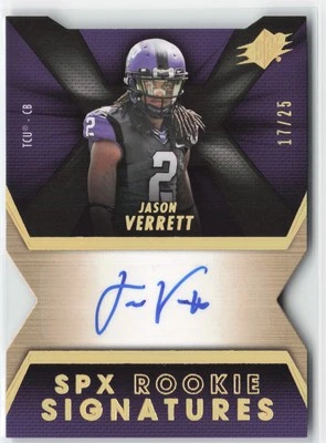 Jason Verrett 2014 SPx Autograph Die Cut #99 /25 Auto TCU Horned Frogs - Image 1 of 2