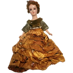 27" Antique Cloth Boudoir Doll Hand Painted Compo Face, Dancer - Picture 1 of 9