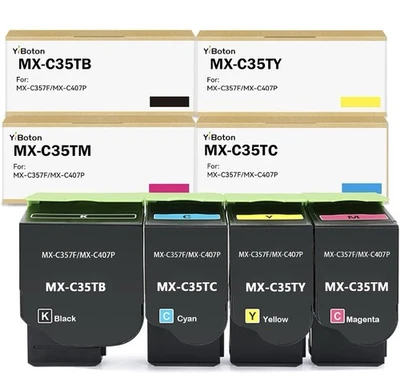 Paquete de 4 tóner nítido A19-MX-C35TB MX-C35TC MX-C35TY MX-C35TM repuesto Foto 1 de 4
