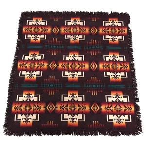 Pendleton Depuis 1863 Wool Blanket Aztec Southwestern Brown Orange 66" X 61" - Picture 1 of 9