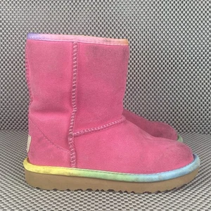 Ugg Kids Classic Short II Rainbow Boots Girls 11 Leather Pink Winter Outdoors - Picture 1 of 15