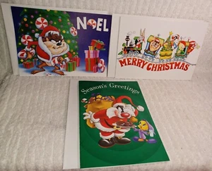 Christmas Cards Looney Tune Santa Bugs Bunny Taz Tweety Sylvester 1998 Vintage - Afbeelding 1 van 8