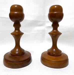 Wood Candlestick Holders 6.75" Tall x 3.5" Wide - Picture 1 of 4