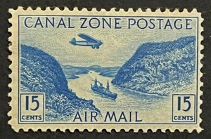 Travelstamps: Canal Zone Stamps Scott #C10, 15 Cent Airmail Issue Mint OG H - Picture 1 of 5