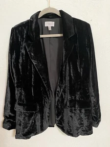 Blazer Chelsea 28 schwarz Samt vorne offen Gr. M - Bild 1 von 8