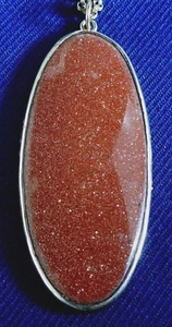 ARTISAN DESIGNER 14K GOLD GOLDSTONE PENDANT Vintage GOLD FILLED CHAIN Estate - Picture 1 of 4