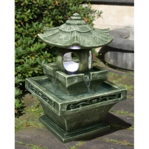 Fountain Outdoor-Pagoda Lantern Statue W/LEDs 25" H Japanese Style Garden Decor - Picture 1 of 5