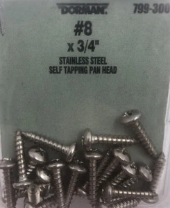 Dorman 799-300 799300 #8 X 3/4" Stainless Steel Self-Tapping Screws QTY 20  - Picture 1 of 3
