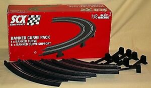 SCX SLOT CAR TRACK 1:43 SCALE NIB BANKED CURVE PACK COMPLETE SUPPORT 2008 31400*