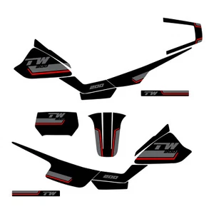 TW200 Graphic Kit Lines Style black/gray/red TW 200 Graphics 87-24 - Picture 1 of 1