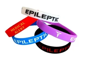 5x Pulsera EPILÉPTICA MÉDICA Sufriente de Epilepsia PULSERA DE ALERTA Brillo en la Oscuridad - Imagen 1 de 1