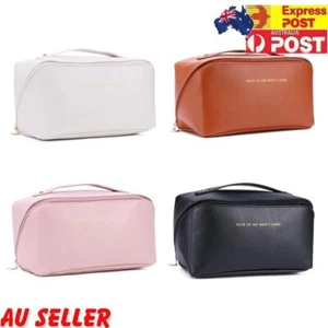 Women Cosmetic Bag Portable Leather Cosmetic Organizer Brushes Storage Organizer - Picture 1 of 12