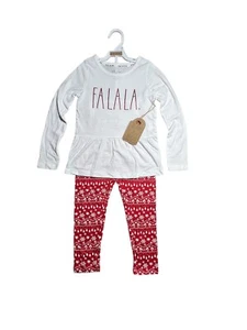 Rae Dunn FaLaLa Christmas Long Sleeve Shirt with Pants Girls size 6X - Picture 1 of 8