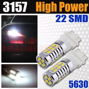 2x 3157 3457AK High Power 22-LED 407LM 8000K White Reverse Backup Light Bulbs - Foto 1 di 5
