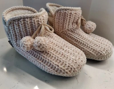 Suéter feminino Muk Luks estampa de pêssego botas chinelo indoor/outdoor tamanho L 9-10 - Imagem 1 de 4