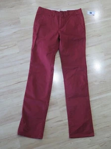 New Boy’s Gap Kids Slim Fit Maroon Red Khaki Pants Adjustable Waist Size 16 - Picture 1 of 4