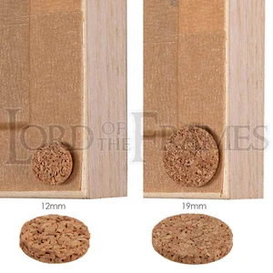12 or 19mm Self-Adhesive 2mm DieCut Natural Cork Discs picture framing furniture - Afbeelding 1 van 8