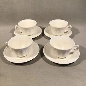 PV07228 Vintage Hocking Milk Glass COLONIAL IVORY Cup & Saucer - 4sets - Picture 1 of 12