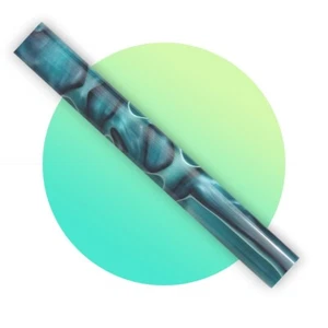 Charnwood Acrylic Pen Blank Dark Turquoise with White and Black Swirl - AR28 - Picture 1 of 3