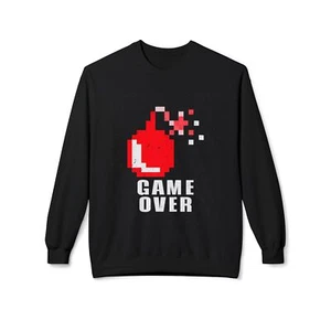 Retro Game Over Sweatshirt, Gamer Gift, Unisex Fleece Crewneck, Video Game - Picture 1 of 6