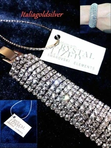 Bracciale Donna SWAROVSKI ELEMENTS ORIGINALI Argento Rodiato Gioielli Sposa - Foto 1 di 8