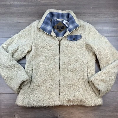 Chaqueta Sherpa Pendleton Cremallera Completa Para Mujer Pequeña Beige Polar Peluche Nuevo con Etiquetas Foto 1 de 4