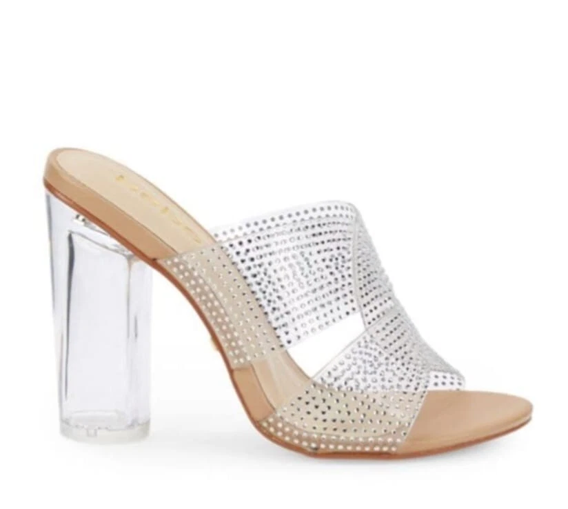 Sandalia Bebe Mujer Bria Tacones Bloque Estrás Acrílico Talla 9 Foto 1 de 4