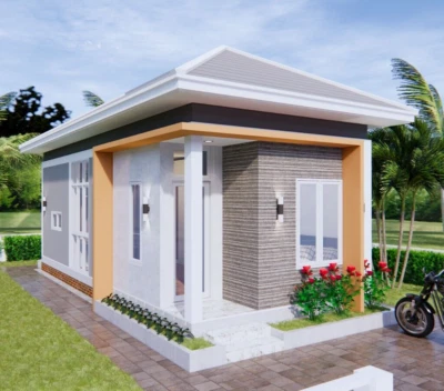 Nuevos planos de hogar 4x9 metros 13x30 pies 2 camas 1 baño techo de cadera PDF (A4 copia impresa) Foto 1 de 4