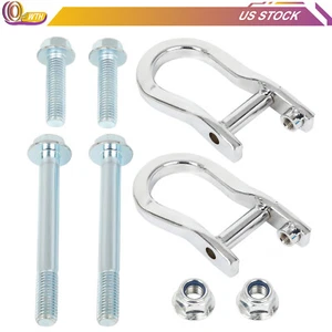 Front Silver Tow Hooks Shackles w/Hardware For 2007-18 GMC Sierra Silverado 1500 - Foto 1 di 9