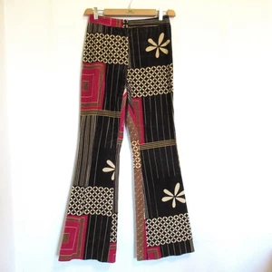 Vintage Etcetera Pants Womens 2 Small Brown Pink Corduroy Flare Stretch Retro - Picture 1 of 15