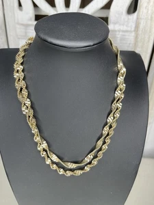 Designer HH goldfarbene gedrehte Goldkette Doppelstrang Vintage - Bild 1 von 4