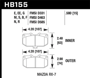 Hawk Performance HB155S.580 HT-10 Disc Brake Pad Fits 86-95 RX-7 - Picture 1 of 4