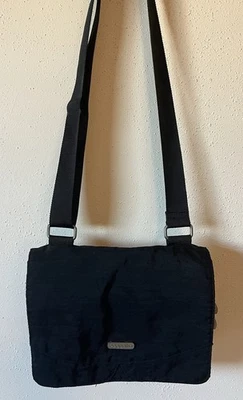 Baggallini Medium Black Nylon Crossbody Bag Three Compartments Silver Hardware - Image 1 of 4