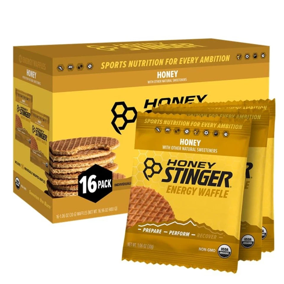Waffle orgánico Honey Stinger, miel, nutrición deportiva, 16,96 onzas, paquete de 16 Foto 1 de 4