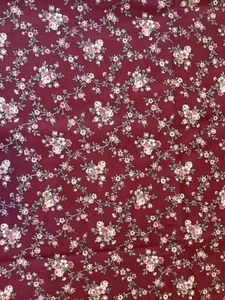 De colección 44 w x 70” L - Marcus Bros. Tela - Borgoña Rosa Verde - Floral Calicó - Imagen 1 de 9