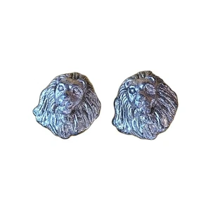 Sterling Silver  Massive Royal Lion Clip On Earrings Alberto Juan - Picture 1 of 4