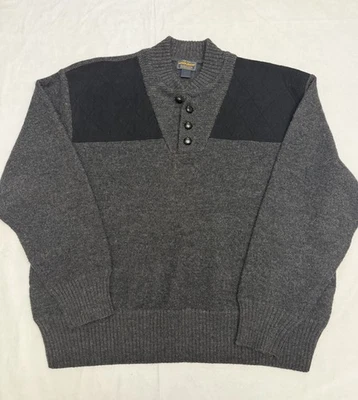 Suéter Woolrich De Colección Para Hombres 2XL Gris Henley Almohadillas para el Hombro Comando Militar Foto 1 de 4