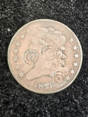 1826 Classic Head Half Cent Copper Coin - Image 1 of 2