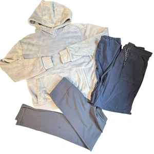 Athleta Girl Lot Of 3 Purple Blue Hoodie Chit Chat Tight Lined Joggers L 12 - Picture 1 of 7