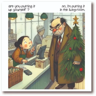 BLUSH & WHISTLE Christmas Card - Putting It Up Yourself - Rude Funny Adult Humour - BW0039