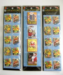 MARY ENGLEBREIT DIMENSIONAL CHRISTMAS STICKERS 3 PACKAGES - 8 DESIGNS - 24 EACH - Picture 1 of 7