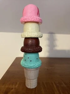 Melissa & Doug Replacement Magnetic Wooden Ice Cream Cone & 4 Stacking Scoops - Picture 1 of 4