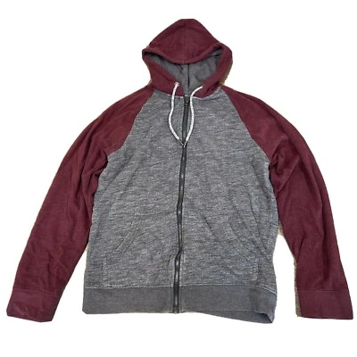 Urban Pipeline Men's Small Long Sleeve Hoodie Gray Maroon Hooded Sweatshirt Zip - Image 1 of 4