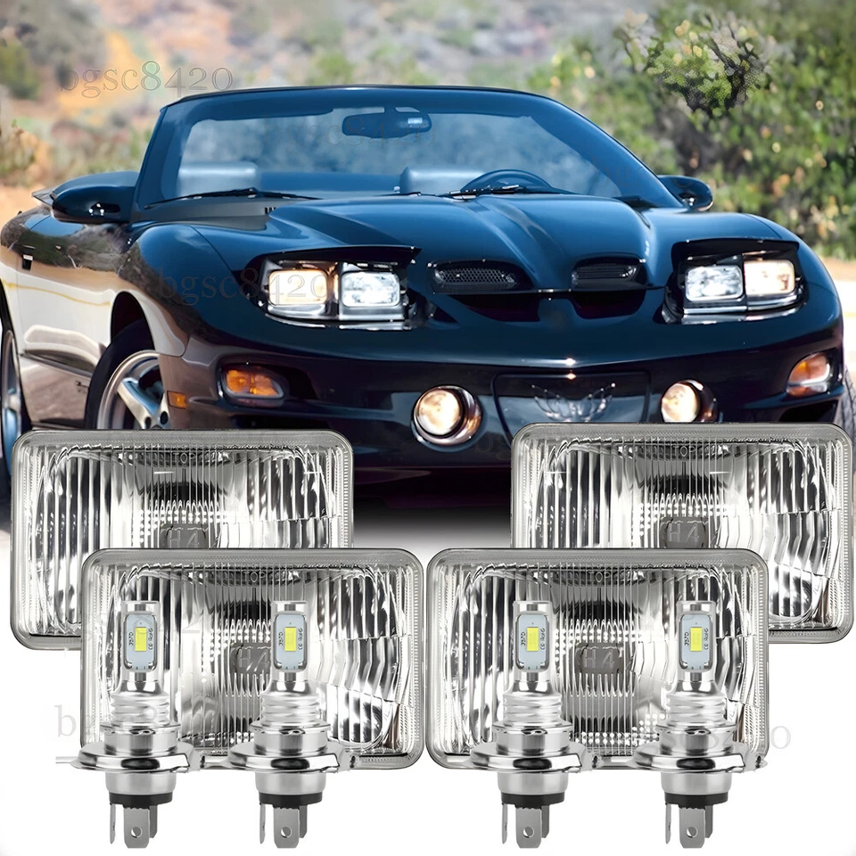 4 PIEZAS 4X6 LED Faros Proyector de haz alto/bajo Faros para Pontiac Trans Am 98-02 Foto 1 de 4