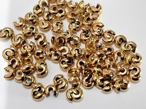Brass Crimp Bead,Knot Covers, Golden, 3mm, 100pce, Free Post OZ SELLER - Bild 1 von 2