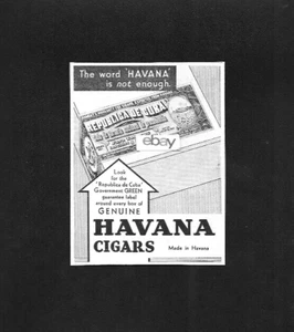 HAVANNA CIGARS CUBA CIGARS GREEN LABEL SURE SURE ORIGINAL REPUBLICA CIGARS 1934 AD - Bild 1 von 1