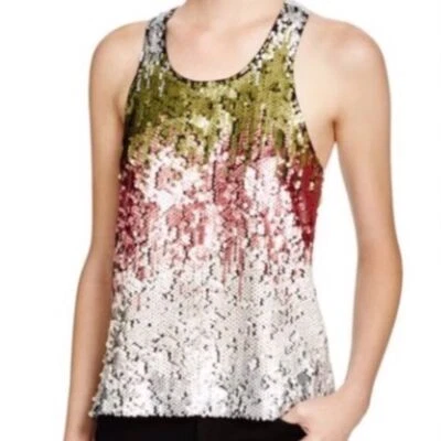 Elizabeth and James Tank Top Womens Small Gray Pink Marla Sequins Knit  - Image 1 of 4